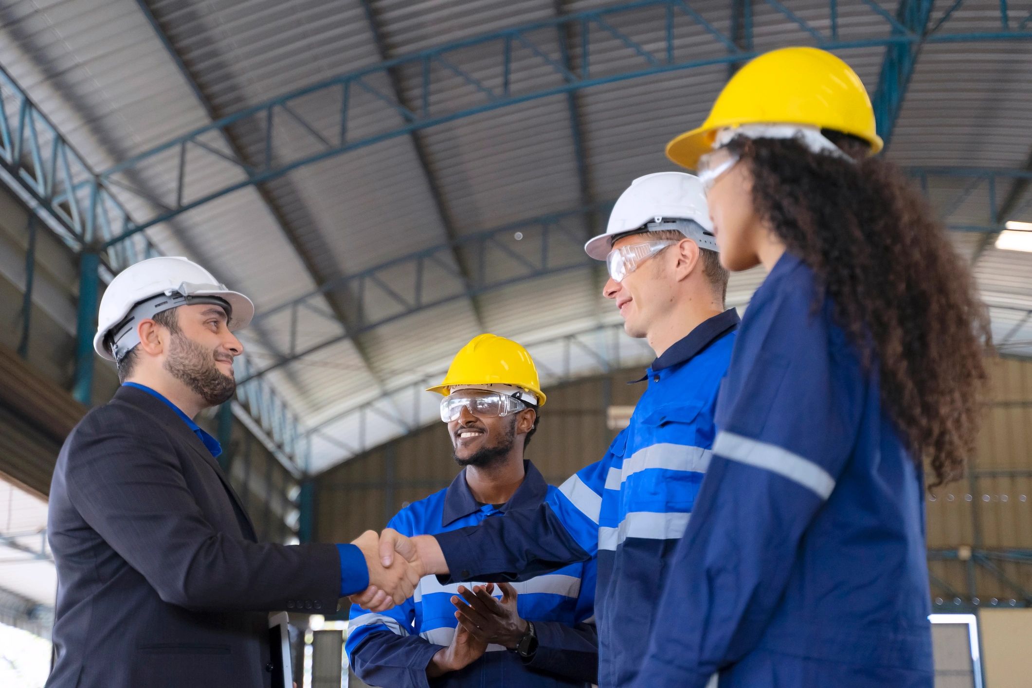 Skilled technical team working in an advanced industrial environment